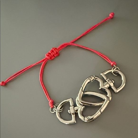Silver Heart Bracelet with Red Cord - Picture 2 of 2